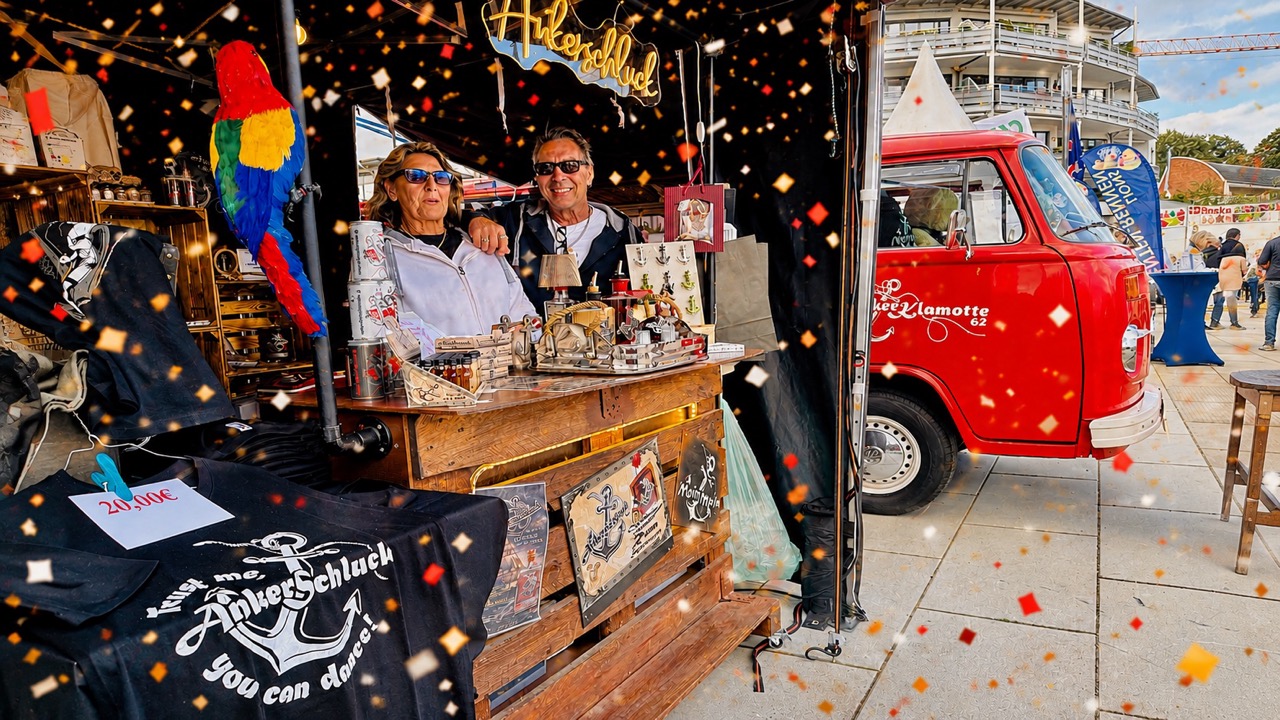 Hafenfest Wedel 2026 und ein guter “Ankerschluck” im dritten Jahr mit Stand und rotem VW Bulli